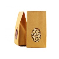 resealable kraft paper bag brown square nuts packaging bags with clear window