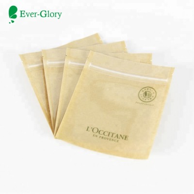 Front Clear Zipper Lock Brown Kraft Paper Zipper Bag