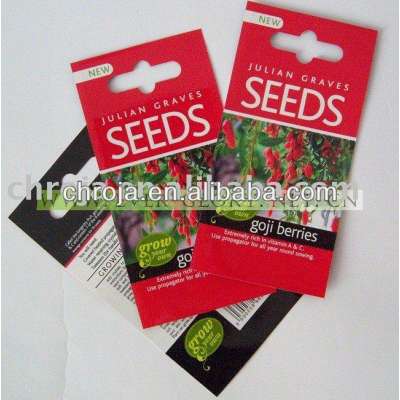 Eco-friendly plastic chilli seeds zipper bags with hole